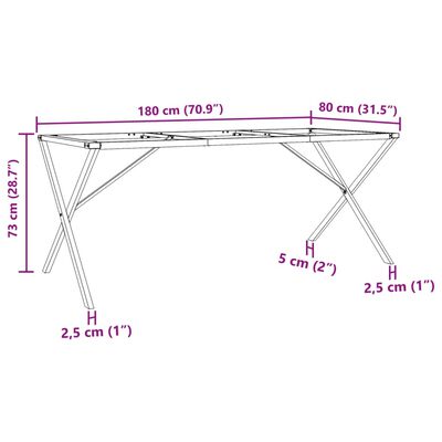 vidaXL Noge za blagovaonski stol X-oblika 180x80x73cm lijevano željezo