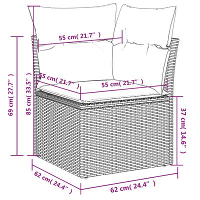 vidaXL 11-dijelni set vrtnih sofa poliratan s jastucima svijetlosivi