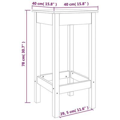 vidaXL Barske stolice 2 kom 40 x 40 x 78 cm od masivne borovine