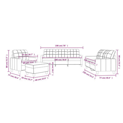 vidaXL 4-dijelni set sofa s jastucima boja cappuccina od umjetne kože