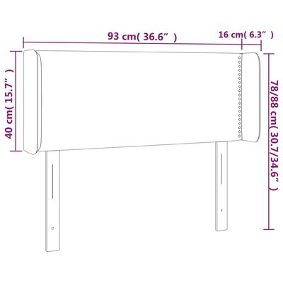 vidaXL LED uzglavlje svjetlosivo 93x16x78/88 cm od tkanine