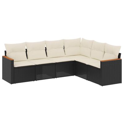 vidaXL 6-dijelni set vrtnih sofa s jastucima crni od poliratana