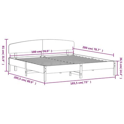 vidaXL Okvir kreveta bez madraca 180 x 200 cm od masivne borovine