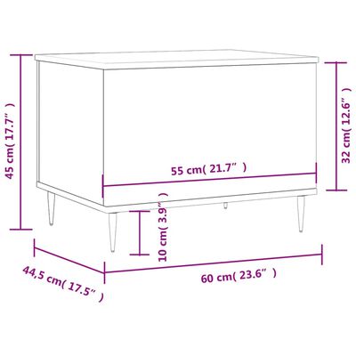 vidaXL Stolić za kavu bijeli 60 x 44,5 x 45 cm od konstruiranog drva