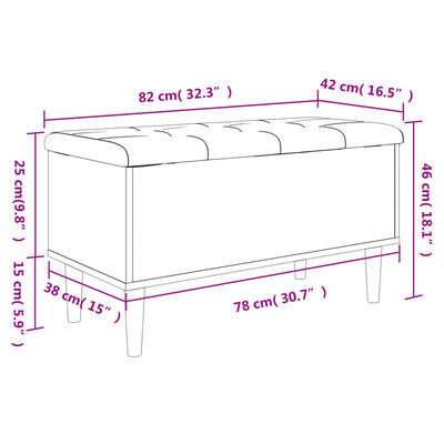 vidaXL Klupa za pohranu siva boja hrasta 82x42x46 cm konstruirano drvo