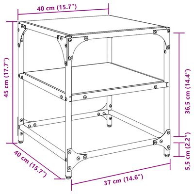 vidaXL Stolići za kavu s crnim staklenim vrhom 2 kom 40x40x45 cm čelik