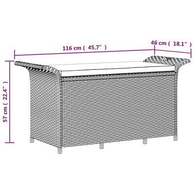 vidaXL Vrtna klupa s jastukom crna 116 x 46 x 57 cm od poliratana