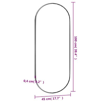 vidaXL Zidno ogledalo 45 x 100 cm stakleno ovalno