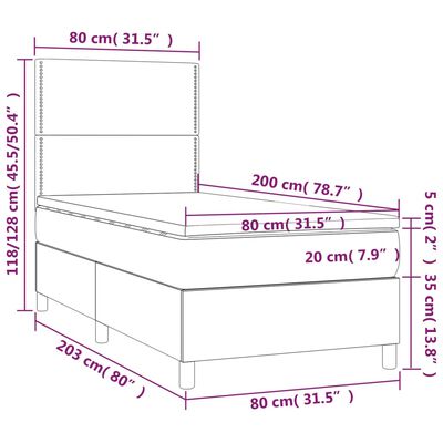 vidaXL Krevet s oprugama i madracem crni 80 x 200 cm od umjetne kože