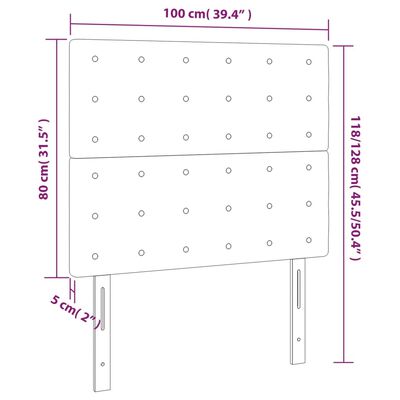 vidaXL LED uzglavlje svjetlosivo 100x5x118/128 cm baršunasto