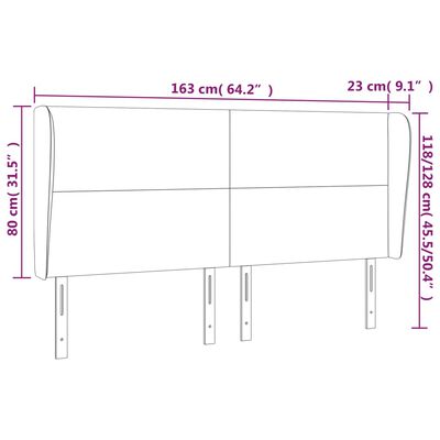 vidaXL Uzglavlje s ušima sivo 163x23x118/128 cm od umjetne kože