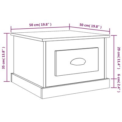 vidaXL Stolić za kavu Smeđa hrasta 50x50x35 cm od konstruirano drvo