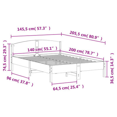 vidaXL Okvir kreveta bez madraca bijeli 140x200 cm od masivne borovine