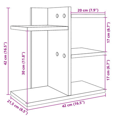 vidaXL Organizator za stol boja hrasta 42x21,5x42 cm konstruirano drvo