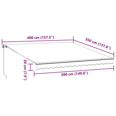 vidaXL Tenda na ručno uvlačenje antracit i bijela 400 x 350 cm