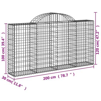 vidaXL Lučne gabionske košare 10kom 200x30x100/120cm pocinčano željezo