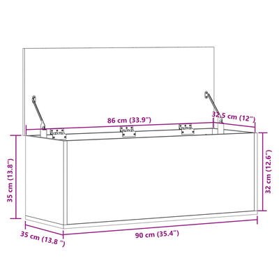 vidaXL Kutija za pohranu boja hrasta 90x35x35 cm od konstruiranog drva