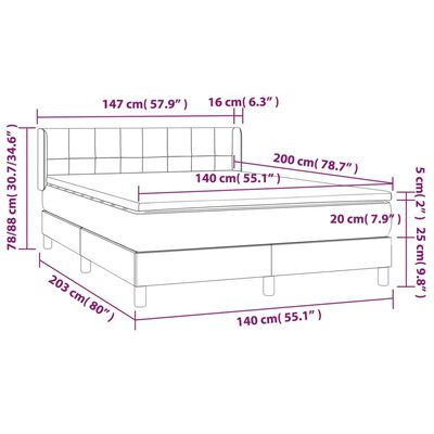 vidaXL Krevet box spring s madracem svjetlosivi 140x200 cm od tkanine