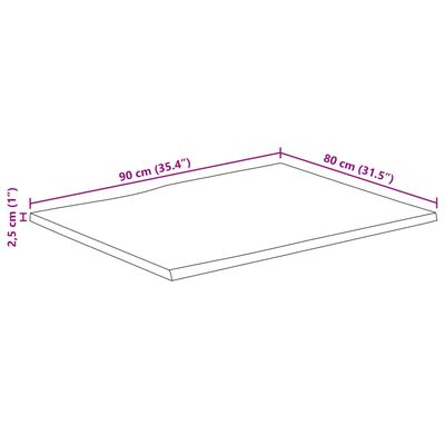 vidaXL Stolna ploča sa živi rub 90x80x2,5 cm masivno grubo drvo manga