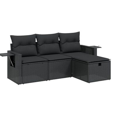 vidaXL 4-dijelni set vrtnih sofa od poliratana s jastucima crni