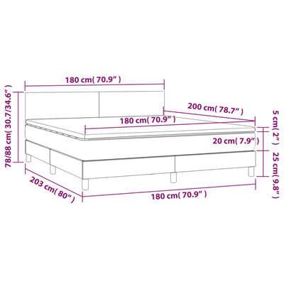 vidaXL Krevet box spring s madracem LED bijeli 180x200 cm umjetna koža