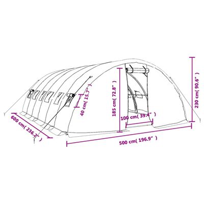 vidaXL Staklenik s čeličnim okvirom bijeli 30 m² 6 x 5 x 2,3 m