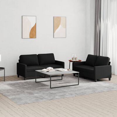 vidaXL 2-dijelni set sofa s jastucima crni od tkanine