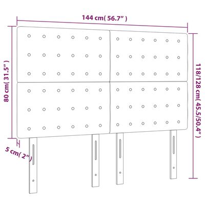 vidaXL LED uzglavlje smeđesivo 144x5x118/128 cm od tkanine