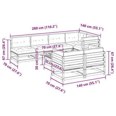 vidaXL 8-dijelni set vrtnih sofa s jastucima masivno drvo duglazije