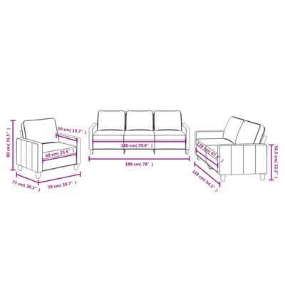 vidaXL 3-dijelni set sofa s jastucima crni od tkanine