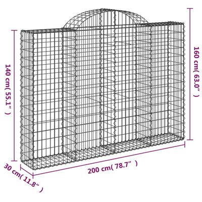 vidaXL Lučne gabionske košare 12kom 200x30x140/160cm pocinčano željezo