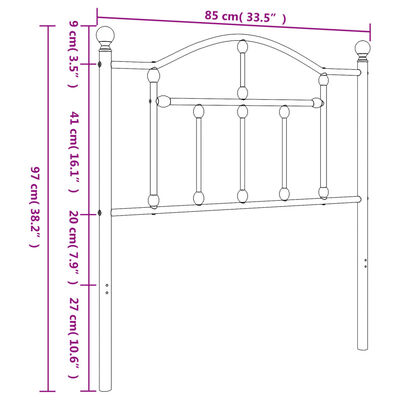 vidaXL Metalno uzglavlje bijelo 80 cm