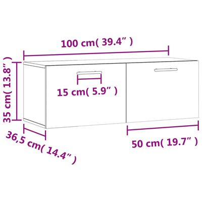 vidaXL Zidni ormarić crni 100 x 36,5 x 35 cm od konstruiranog drva