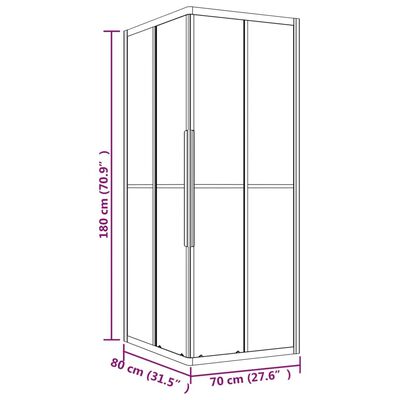 vidaXL Tuš-kabina matirana ESG 80 x 70 x 180 cm crna