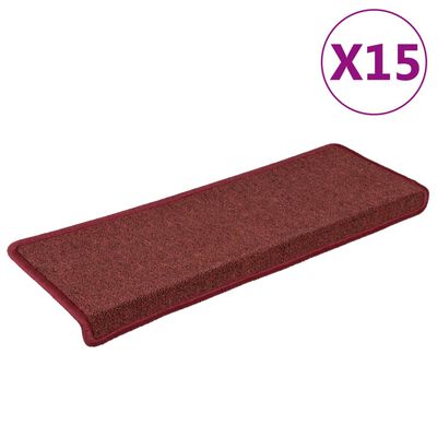 vidaXL Tepisi za stepenice 15 kom 65x21x4 cm mat crveni