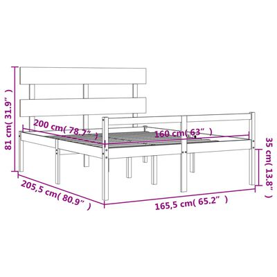 vidaXL Krevet za starije s uzglavljem 160x200 cm od masivnog drva