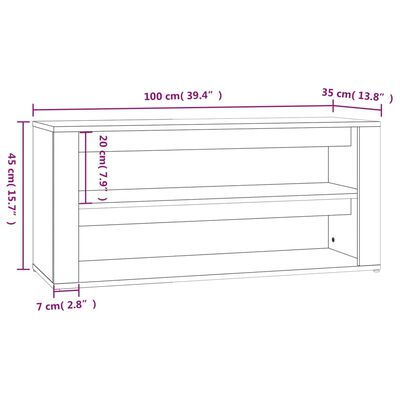 vidaXL Stalak za cipele Smeđi hrasta 100x35x45 cm konstruirano drvo