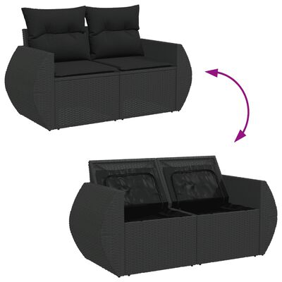 vidaXL 10-dijelni set vrtnih sofa s jastucima crni od poliratana