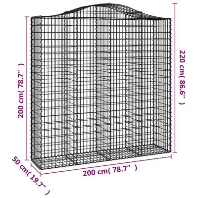 vidaXL Lučne gabionske košare 2 kom 200x50x200/220cm pocinčano željezo