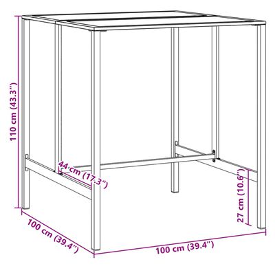 vidaXL Barski stol crni 100x100x110 cm od čelika obloženog prahom