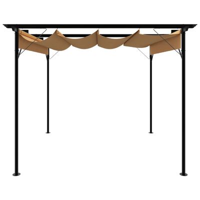 vidaXL Pergola s pomičnim krovom smeđe-siva 3 x 3 m čelična 180 g/m²