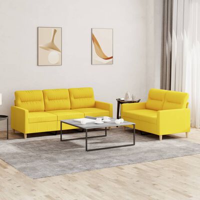 vidaXL 2-dijelni set sofa s jastucima svjetložuti od tkanine