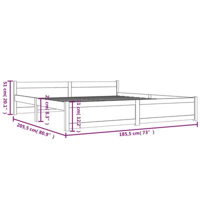 vidaXL Okvir za krevet od masivnog drva 180 x 200 cm veliki bračni