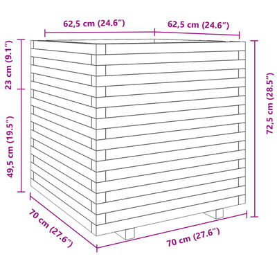 vidaXL Vrtna sadilica 70x70x72,5 cm od impregnirane borovine