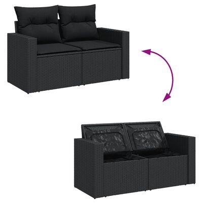 vidaXL 6-dijelni set vrtnih sofa s jastucima crni od poliratana