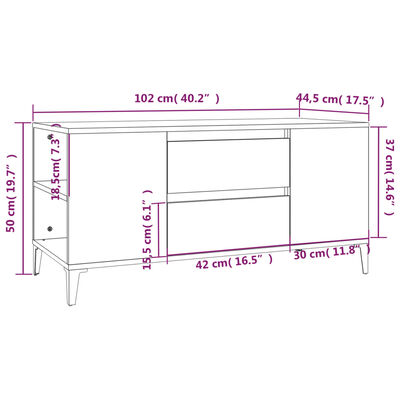 vidaXL TV ormarić boja hrasta sonome 102x44,5x50 cm konstruirano drvo