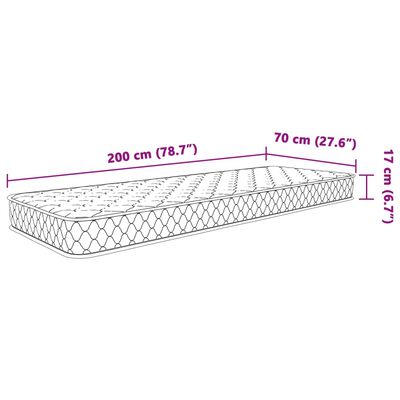 vidaXL Madrac od memorijske pjene bijeli 70 x 200 x 17 cm