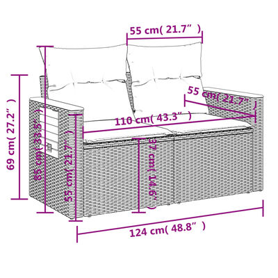 vidaXL 11-dijelni set vrtnih sofa od poliratana s jastucima bež