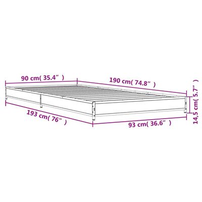 vidaXL Okvir krevet boja hrasta 90 x 190 cm konstruirano drvo i metal