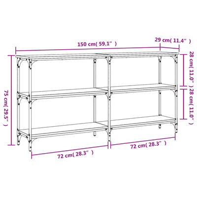 vidaXL Konzolni stol boja hrasta sonome 150x29x75 cm konstruirano drvo